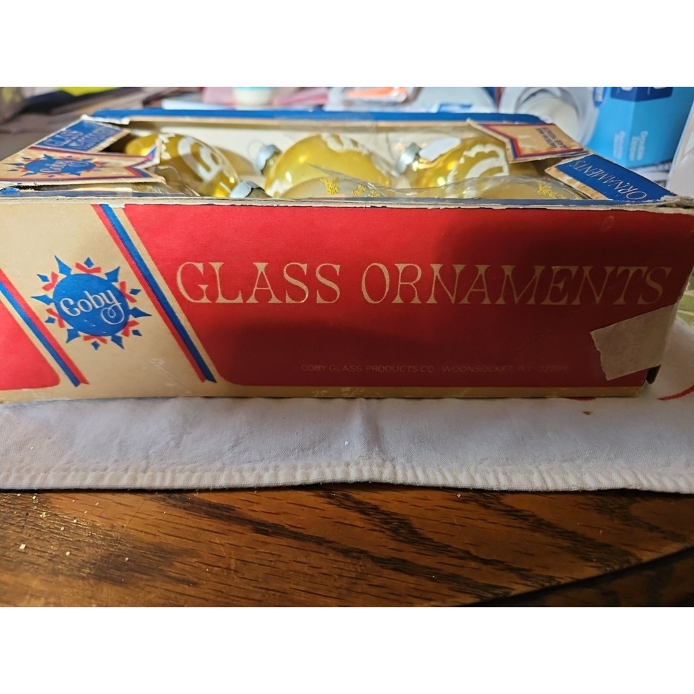 Vintage COBY Glass Christmas Balls / Original Box (497) - Picture 3 of 9